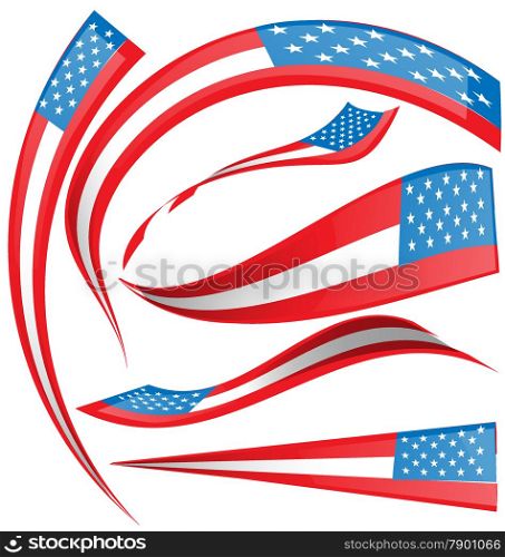 USA flag set isolated on white background