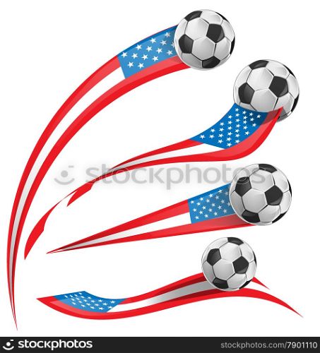 USA flag set whit soccer ball