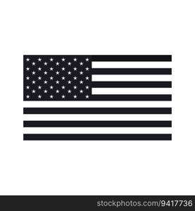 USA flag vector icon. Black and white national symbol of the United States of America.