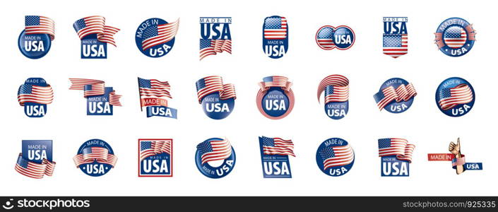 USA flag, vector illustration on a white background.. USA flag, vector illustration on a white background