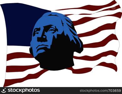 USA flag with portrait George Washington vector