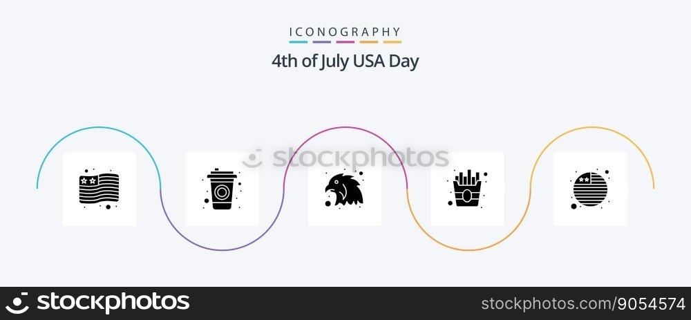Usa Glyph 5 Icon Pack Including . eagle. international flag. country