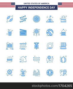 USA Happy Independence DayPictogram Set of 25 Simple Blues of shop  money  independece  bag  c&ing Editable USA Day Vector Design Elements