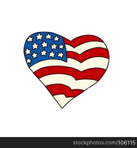 USA heart Patriotic symbol. Comic cartoon style pop art illustration vector retro. USA heart Patriotic symbol
