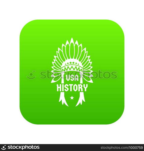 USA history icon green vector isolated on white background. USA history icon green vector