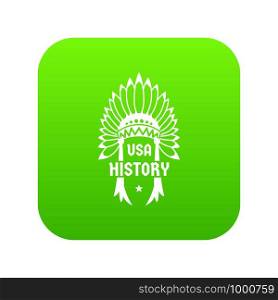 USA history icon green vector isolated on white background. USA history icon green vector