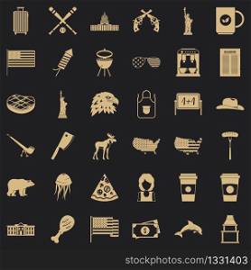 Usa icons set. Simple style of 36 usa vector icons for web for any design. Usa icons set, simple style