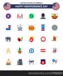USA Independence Day Flat Set of 25 USA Pictograms of american; gravestone; tourism; grave; united Editable USA Day Vector Design Elements