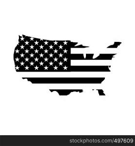 USA map flag icon. Black simple style. USA map flag icon