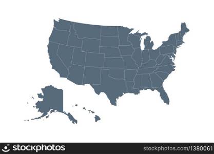 USA map. Flat style - stock vector.