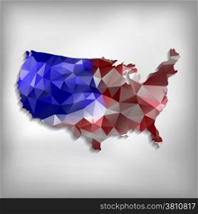 USA map geometric polygonal design in vector format