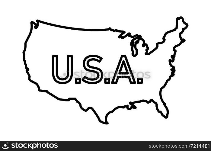 USA map linear illustration. Vector isolated illustration. Silhouette symbol. Vector contour drawing. Usa map icon line symbol. EPS 10. USA map linear illustration. Vector isolated illustration. Silhouette symbol. Vector contour drawing. Usa map icon line symbol.