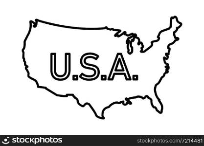 USA map linear illustration. Vector isolated illustration. Silhouette symbol. Vector contour drawing. Usa map icon line symbol. EPS 10. USA map linear illustration. Vector isolated illustration. Silhouette symbol. Vector contour drawing. Usa map icon line symbol.