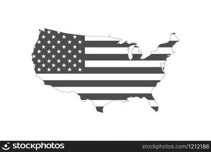 usa map shaped flag black and white vector