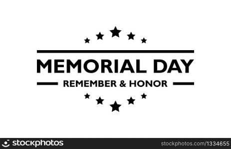 USA Memorial Day logo black on a transparent background. Stock vector. EPS10