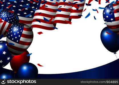 USA or american flag and balloon on white background vector illustration