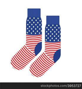 USA Patriot socks. Clothing accessory is an American flag. Vector illustration&#xA;