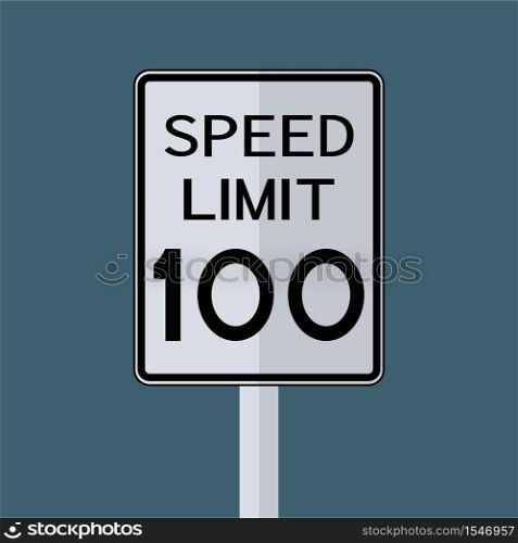 USA Road Traffic Transportation Sign: Speed Limit 100 On White Background,Vector Illustration