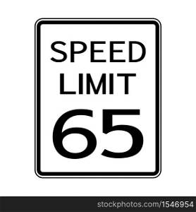 USA Road Traffic Transportation Sign: Speed Limit 65 On White Background,Vector Illustration
