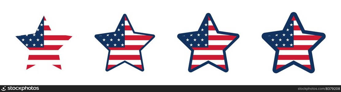 USA stars. Stars with patterns of the American flag. For USA Independence Day. Vector. USA stars. Stars with patterns of the American flag. For USA Independence Day. Vector illustration