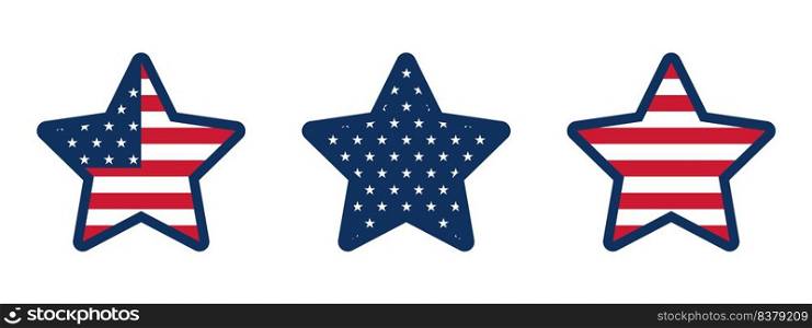 USA stars. Stars with patterns of the American flag. For USA Independence Day. Vector. USA stars. Stars with patterns of the American flag. For USA Independence Day. Vector illustration