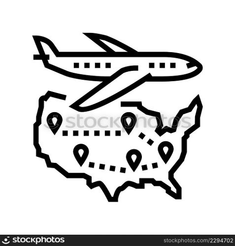 usa travel line icon vector. usa travel sign. isolated contour symbol black illustration. usa travel line icon vector illustration