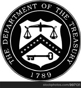 USA treasury department badge vector illustration. Federal justice emblem