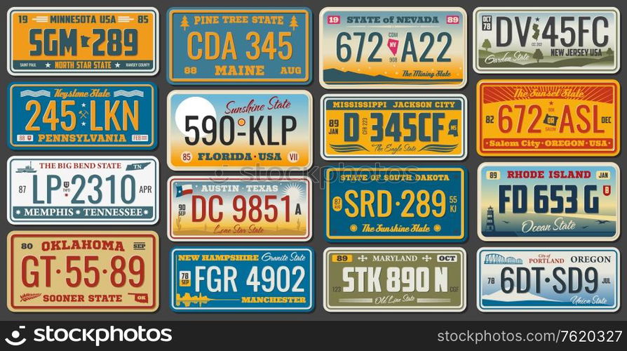 usa-vehicle-registration-plates-with-state-and-city-symbols-vector