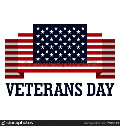 Usa veterans day logo. Flat illustration of usa veterans day vector logo for web design. Usa veterans day logo, flat style