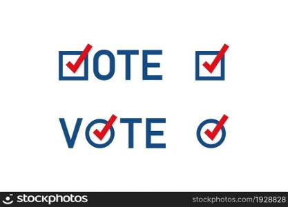 USA vote icon. Ballot sign. I voted concept illustration. American button in vector flat style.