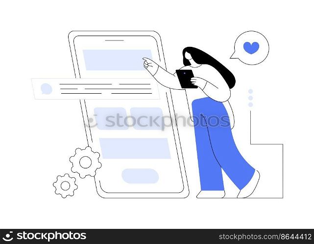 Usability testing abstract concept vector illustration. User experience test, website usability, software development, testing service, web page element, menu bar, UI design abstract metaphor.. Usability testing abstract concept vector illustration.