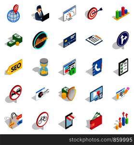 Usable icons set. Isometric set of 25 usable vector icons for web isolated on white background. Usable icons set, isometric style
