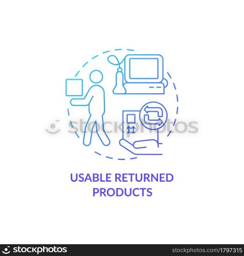 Usable returned products in medical industry concept icon. Healthcare industry. Humanitarian aid exchange and partnership abstract idea thin line illustration. Vector isolated outline color drawing.. Usable returned products in medical industry concept icon.