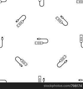 USB adapter connectors pattern repeat seamless in black color for any design. Vector geometric illustration. USB adapter connectors pattern seamless black