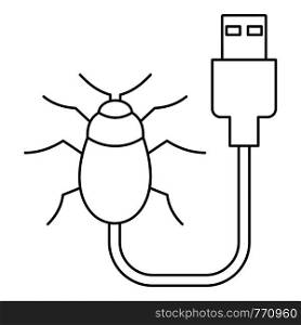 Usb bug icon. Outline illustration of usb bug vector icon for web design isolated on white background. Usb bug icon, outline style