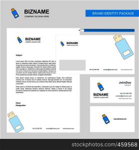 USB Business Letterhead, Envelope and visiting Card Design vector template
