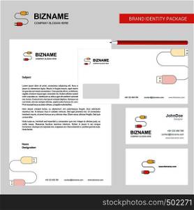 USB cable Business Letterhead, Envelope and visiting Card Design vector template