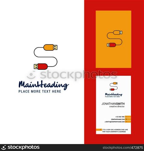 USB cable Creative Logo and business card. vertical Design Vector