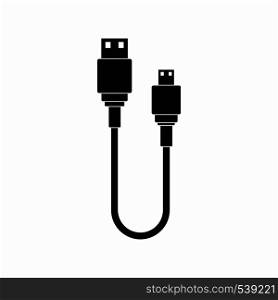 Usb cable icon in simple style isolated on white background. Usb cable icon, simple style