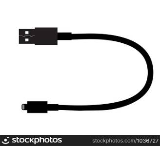Usb cable icon on white background. flat style. Charger USB Cable symbol. charger icon sign.