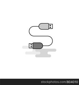 USB cable Web Icon. Flat Line Filled Gray Icon Vector