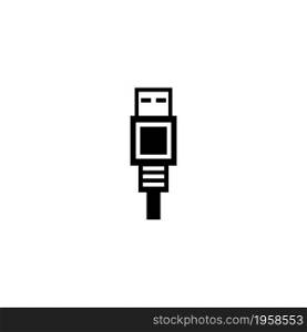 USB Connector for Computer, Charging Cable. Flat Vector Icon illustration. Simple black symbol on white background. USB Connector for Computer sign design template for web and mobile UI element. USB Connector for Computer, Charging Cable. Flat Vector Icon illustration. Simple black symbol on white background. USB Connector for Computer sign design template for web and mobile UI element.