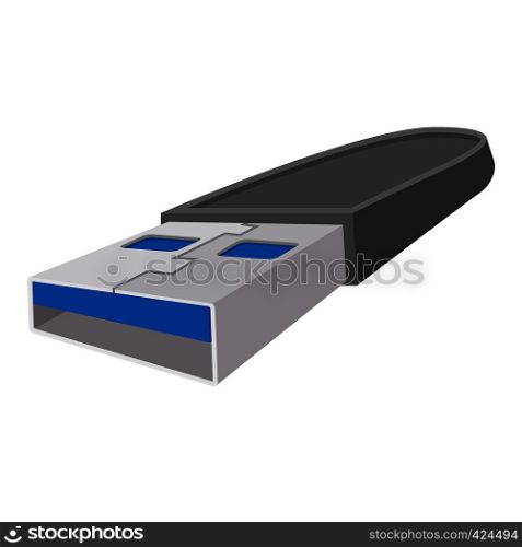 USB flash drive cartoon icon on a white background. USB flash drive cartoon icon