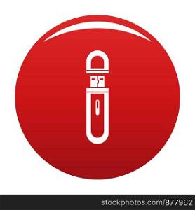 Usb flash drive icon. Simple illustration of usb flash drive vector icon for any design red. Usb flash drive icon vector red