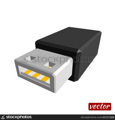 USB flash drive isolated on white background. Vector illustration.