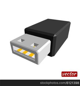 USB flash drive isolated on white background. Vector illustration.