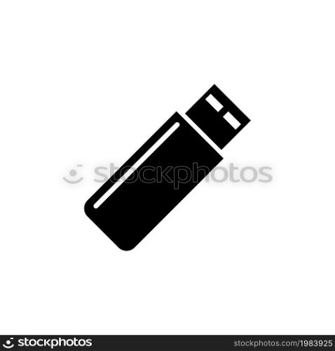 USB Flash Drive, Portable Flash Storage. Flat Vector Icon illustration. Simple black symbol on white background. USB Flash Drive, Portable Storage sign design template for web and mobile UI element. USB Flash Drive, Portable Storage Flat Vector Icon