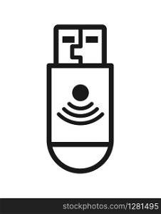 USB flash drive with wifi, empty outline. Simple flat design for sites and applications