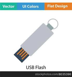 USB flash icon. Flat color design. Vector illustration.