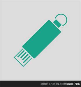 USB flash icon. Gray background with green. Vector illustration.